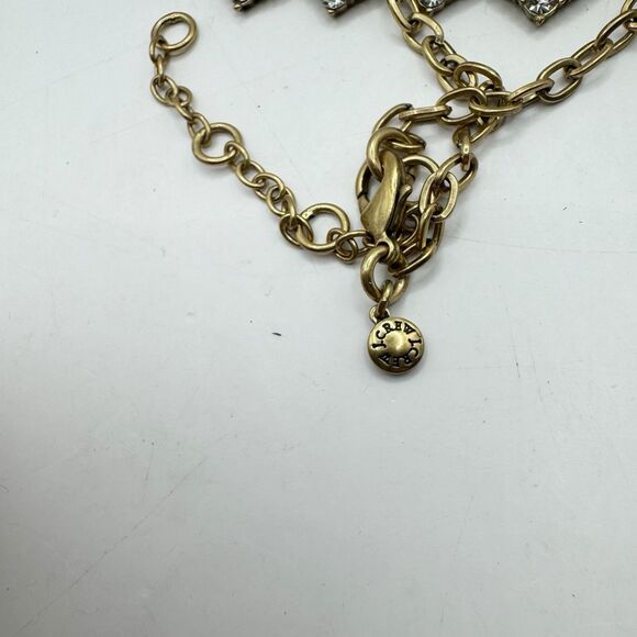 J Crew Gold White Acrylic Triangle Rhinestone Summer Statement Necklace Sparkle - Picture 5 of 11